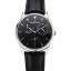AAA Swiss Jaeger LeCoultre Master Ultra Thin Reserve De Marche Black Dial Stainless Steel Case Black Leather Strap