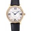 AAAAA Fake Swiss Cartier Ronde Solo White Dial Gold Diamond Case Black Leather Strap