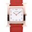 AAAAA Hermes Heure H Rose Gold Bezel Red Leather Strap White Dial 80233