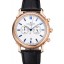 AAAAA Patek Philippe Chronograph White Dial Blue Markings Rose Gold Case Black Leather Strap