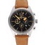 Bell and Ross BR126 Flyback Black Dial Silver Case Gold Numerals Brown Suede Leather Strap