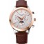 Best Patek Philippe Moonphase Chronograph White Dial Gold Case Brown Leather Strap 622843