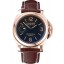 Best Quality Copy Panerai Luminor Marina 8 Days Black Dial Rose Gold Case Brown Leather Strap