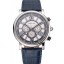 Cartier Rotonde Chronograph Black And White Dial Stainless Steel Case Blue Leather Strap