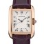 Cartier Tank Anglaise 30mm White Dial Gold Case Purple Leather Bracelet