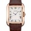 Cartier Tank Anglaise 36mm White Dial Gold Case Brown Leather Bracelet