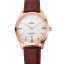Cheap Omega Tresor Master Co-Axial White Dial Rose Gold Case Brown Leather Strap