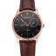 Cheap Replica Swiss Jaeger LeCoultre Master Ultra Thin Reserve De Marche Black Dial Rose Gold Case Brown Leather Strap