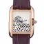 Copy AAA Cartier Tank Anglaise White Tiger Dial Gold Case Purple Leather Bracelet