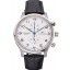 Copy IWC Portugieser Chronograph White Dial Blue Hands And Numerals Steel Case With Diamonds Black Leather Strap