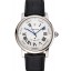 Copy Swiss Cartier Rotonde Annual Calendar White Dial Stainless Steel Case Black Leather Strap