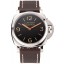 Copy Swiss Panerai Luminor Black Dial Stainless Steel Case Brown Leather Strap 1453854