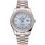 Fake Fashion Swiss Rolex Day-Date Ice Blue Dial Diamond Case Diamond Numerals Stainless Steel Bracelet 1453963