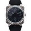 Fake Luxury Bell and Ross BR 01-92 Black Dial Silver Case Black Leather Strap