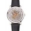 Fake Swiss Piaget Altiplano Skeleton Dial With Diamonds Stainless Steel Case Black Leather Strap