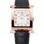 Hermes Heure H White Dial Gold Case Black Leather Strap