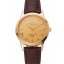High Quality Imitation Vacheron Constantin Patrimony Chronometre Royal Gold Dial Gold Case Brown Leather Strap