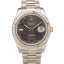 Hot Rolex DateJust Gold Ribbed Pattern Bezel Brown Dial