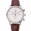 IWC Portugieser Chronograph White Dial Rose Gold Hands And Numerals Steel Case With Diamonds Brown Leather Strap
