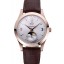 Jaeger LeCoultre Master White Dial Brown Leather Band Rose Gold Bezel 622080