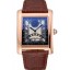 Knockoff AAA Cartier Tank Black Dial Rose Gold Case Brown Leather Strap 622765