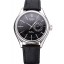 Luxury Copy Rolex Cellini Black Dial Stainless Steel Case Black Leather Bracelet 622724