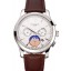 Patek Philippe Chronograph White Guilloche Dial Stainless Steel Case Brown Leather Strap