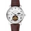 Patek Philippe Complications Moonphase Tourbillon White Dial Stainless Steel Case Brown Leather Strap