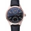 Patek Philippe Geneve Two Dial Black Dial Rose Gold Bezel Black Leather Band 622146