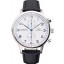Replica Cheap Swiss IWC Portugieser Power Reserve White Dial Stainless Steel Case Black Leather Strap