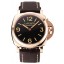Replica High Quality Swiss Panerai Luminor Black Dial Rose Gold Case Brown Leather Strap 1453842