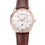 Replica Swiss Jaeger LeCoultre Master Ultra Thin Reserve De Marche Silver Dial Rose Gold Case Brown Leather Strap