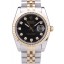 Rolex Datejust Black Dial Diamonds Ribbed Bezel 7453