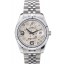Top Rolex Swiss DateJust Stainless Steel Ribbed Bezel Flower Silver Dial 42001