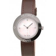 Hermes Classic MOP Dial Brown Leather Strap