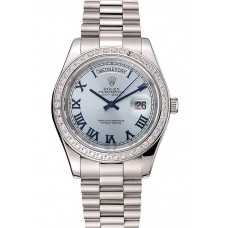 Imitation Top Swiss Rolex Day-Date Ice Blue Dial Diamond Case Stainless Steel Bracelet 1453962