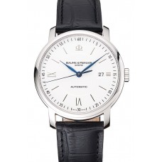 Swiss Baume & Mercier Classima White Dial Stainless Steel Case Black Leather Strap